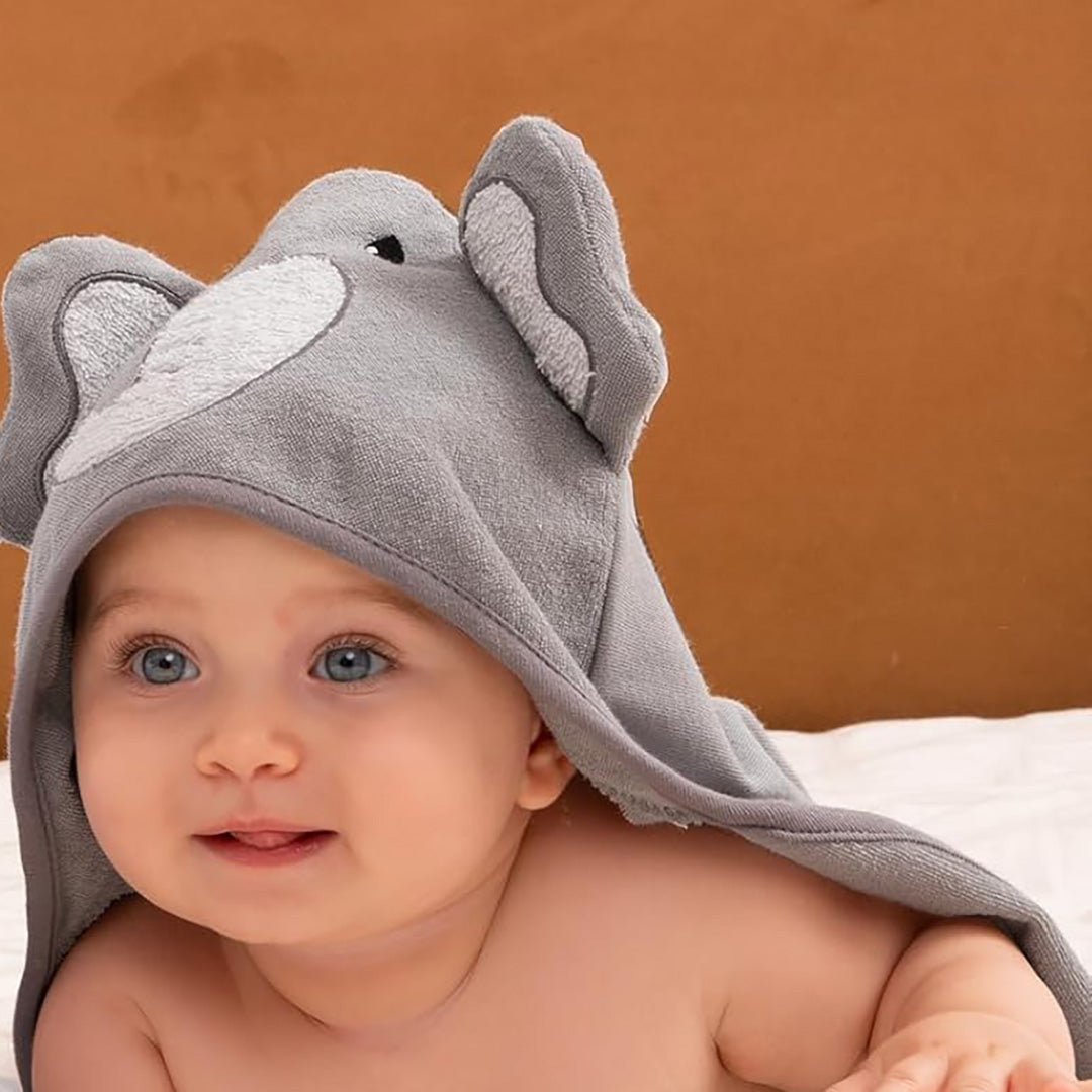 Set de Toalla con Capucha y Toallitas para el Baño - Elefante | MomCozy