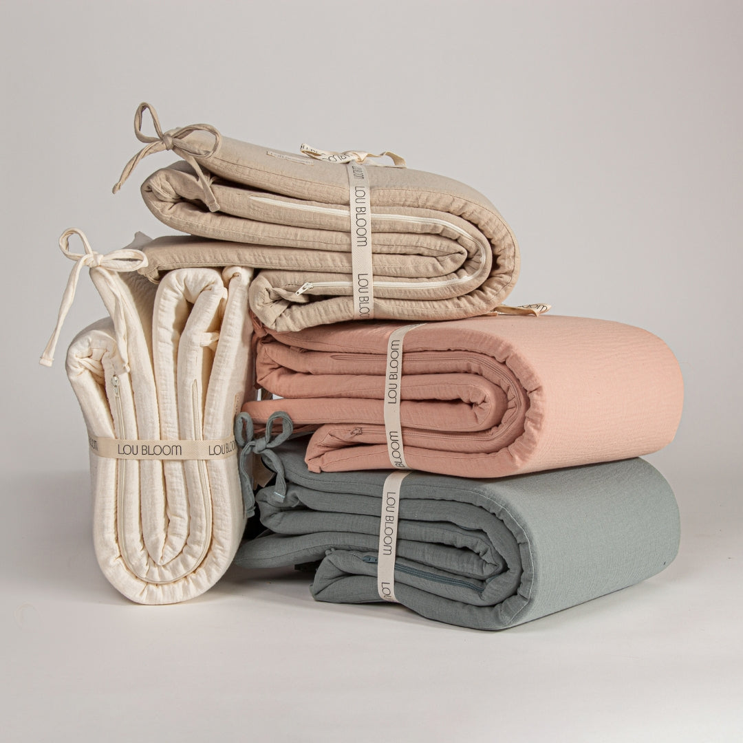Protector de Cuna de Muselina en Algodón Orgánico - Beige | LOU BLOOM