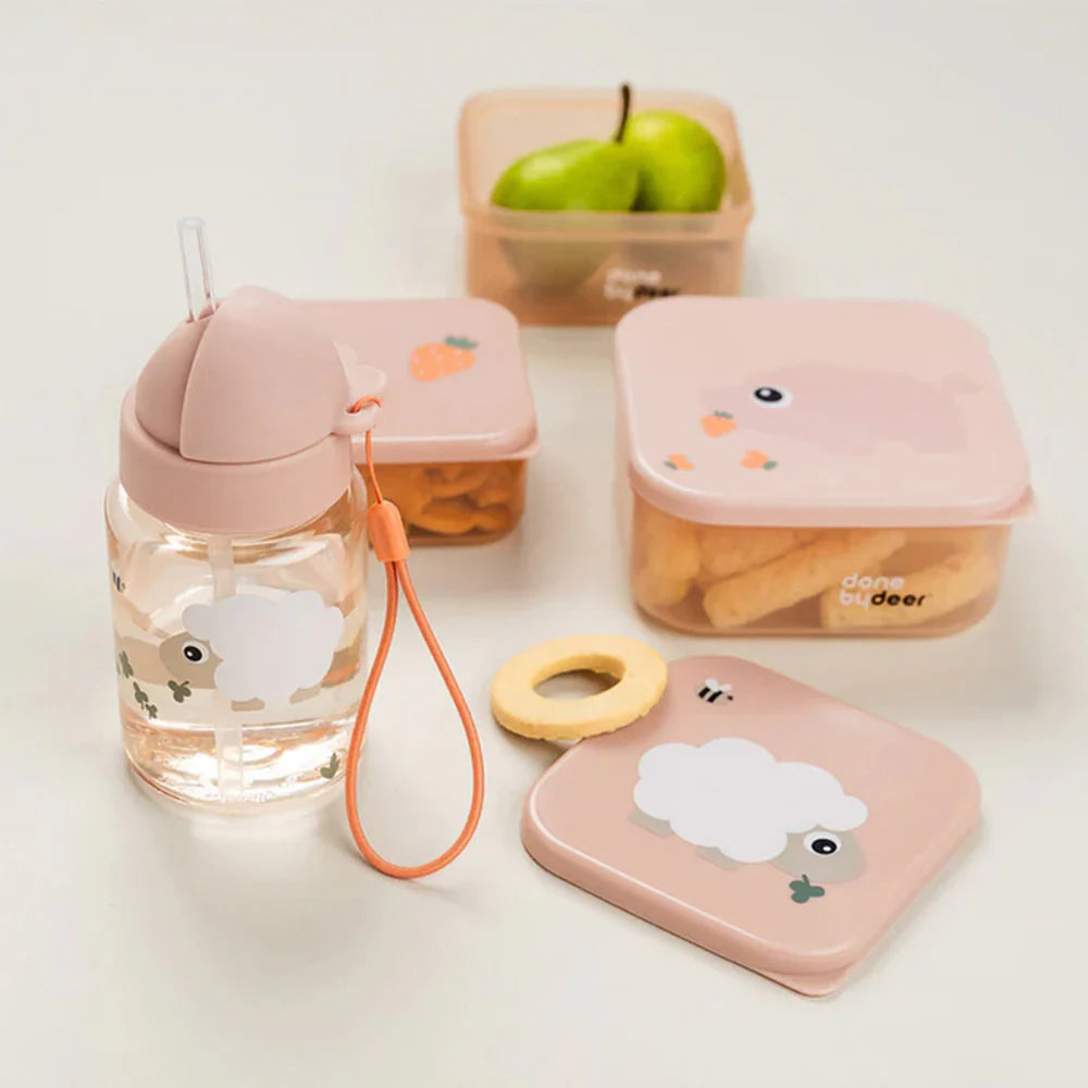 Botella con Bombilla - Tiny Farm - Rosa | Done by deer