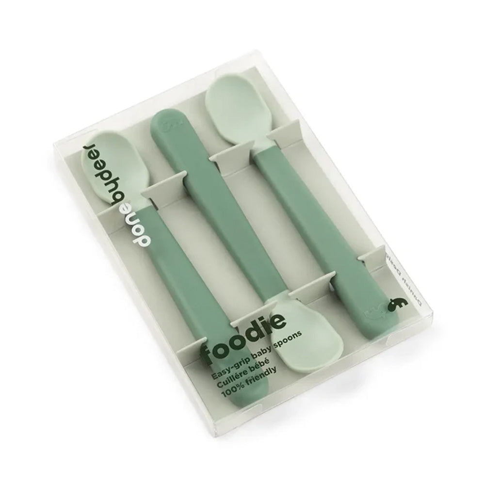 Set Foodie de 3 Cucharas de Fácil Agarre para Bebés - Verde