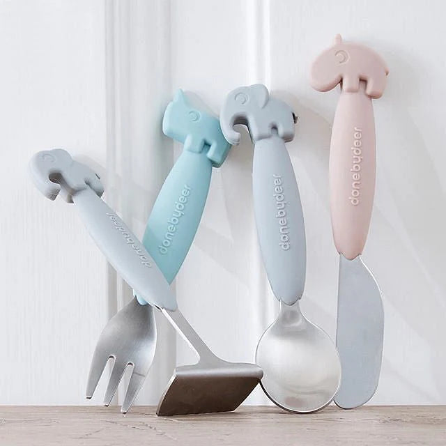 Set de Cubiertos Antideslizantes - Azul | Done by deer