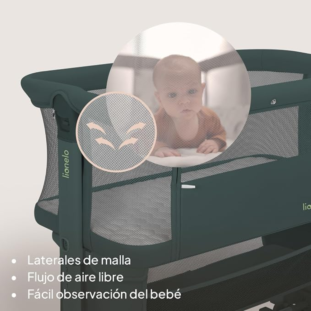 Cuna Colecho Jodie - Green Graphite | Lionelo