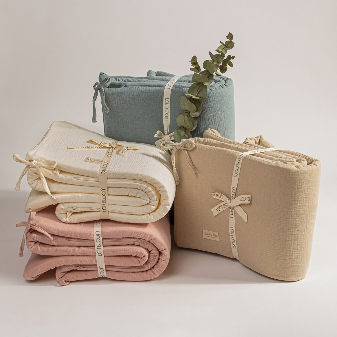 Protector de Cuna de Muselina en Algodón Orgánico - Rosa | LOU BLOOM