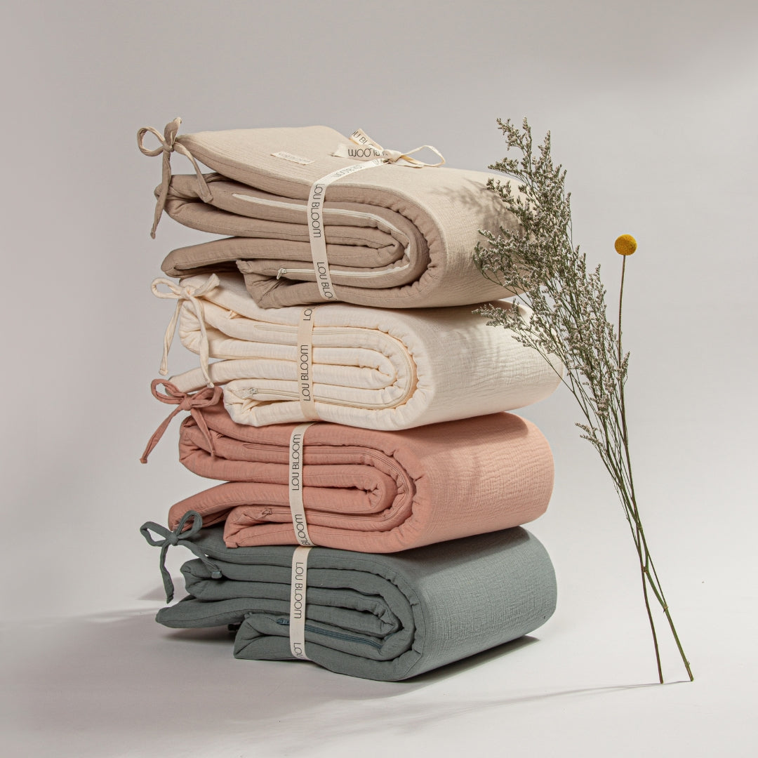Protector de Cuna de Muselina en Algodón Orgánico - Blanco Invierno | LOU BLOOM
