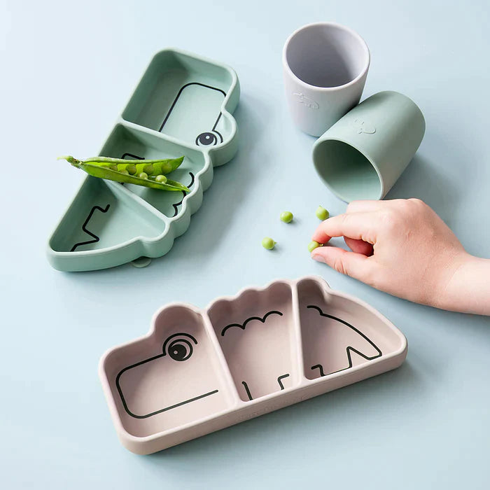 Plato de Silicona para Snack con Ventosa Croco - Rosa | Done by deer