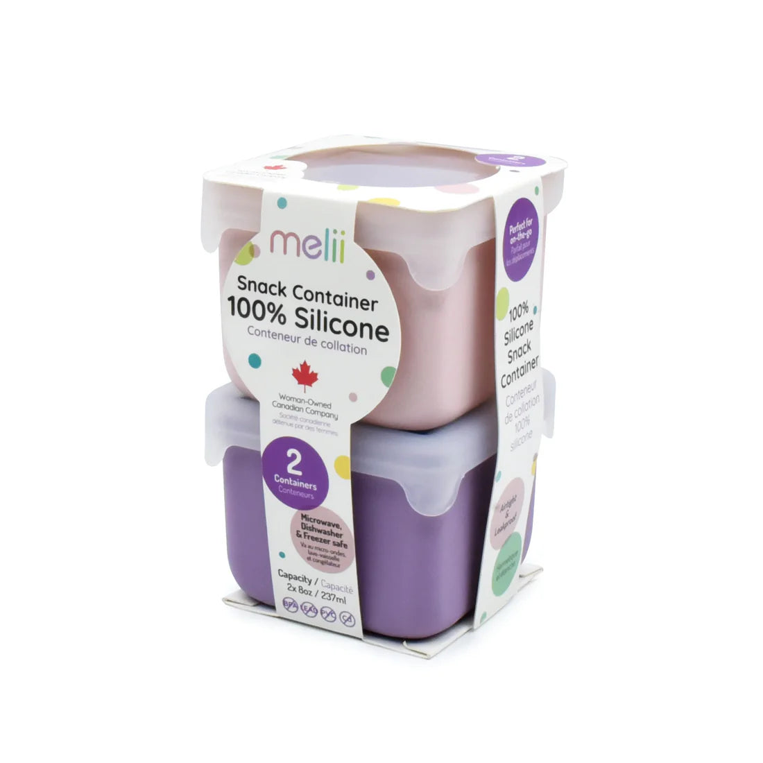 Pack de 2 Contenedores de Silicona - Rosado y Morado | Melii