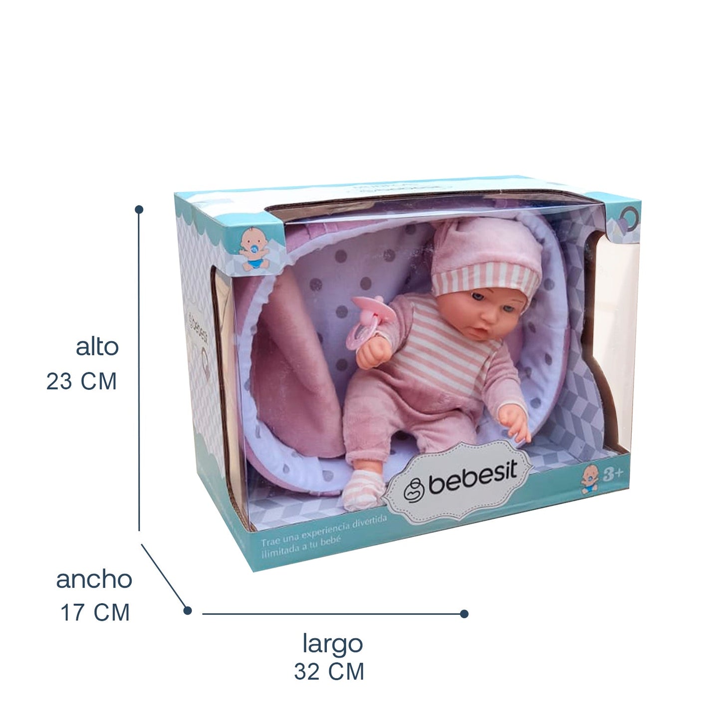 Muñeca Bebé 29 cm con Cuna y Accesorios - Lucía | Bebesit