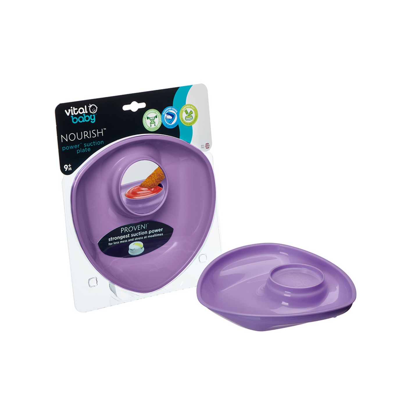 Plato con Base de Succión Súper Fuerte - Morado | Vital Baby