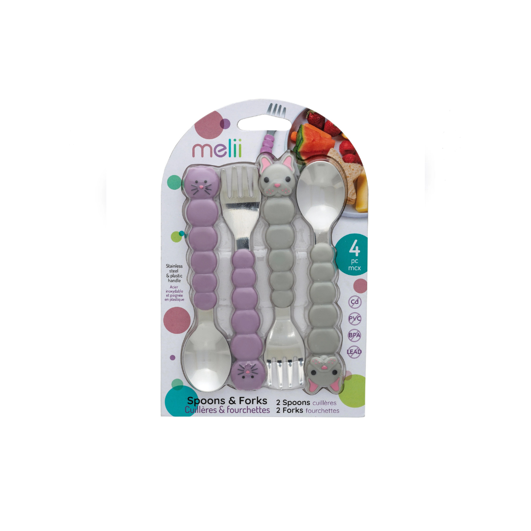 Cutlery Set - 4 pieces - Bulldog and Cat