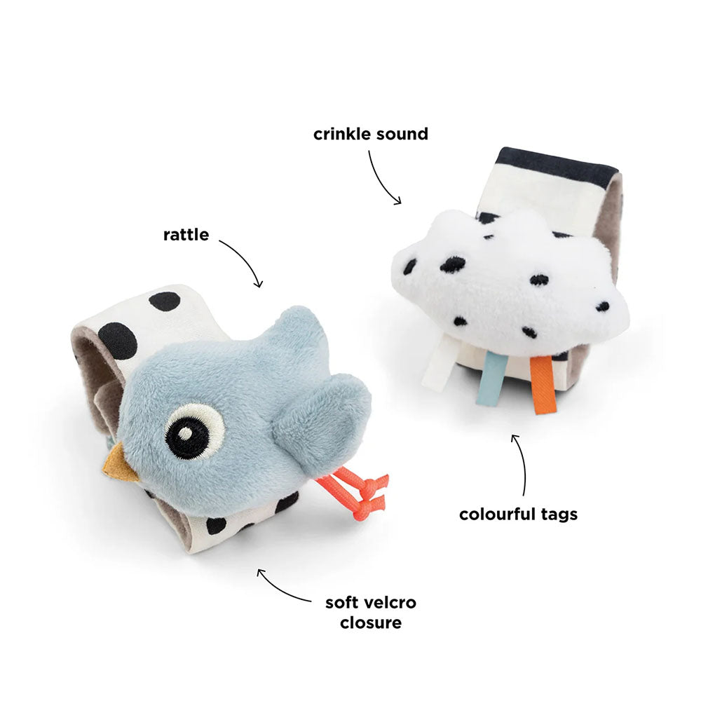 Set de 2 Sonajeros de Muñeca Happy Clouds - Azul