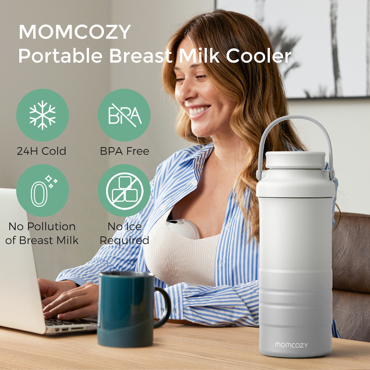 Enfriador Portátil para Transportar Leche Materna - Blanco | MomCozy