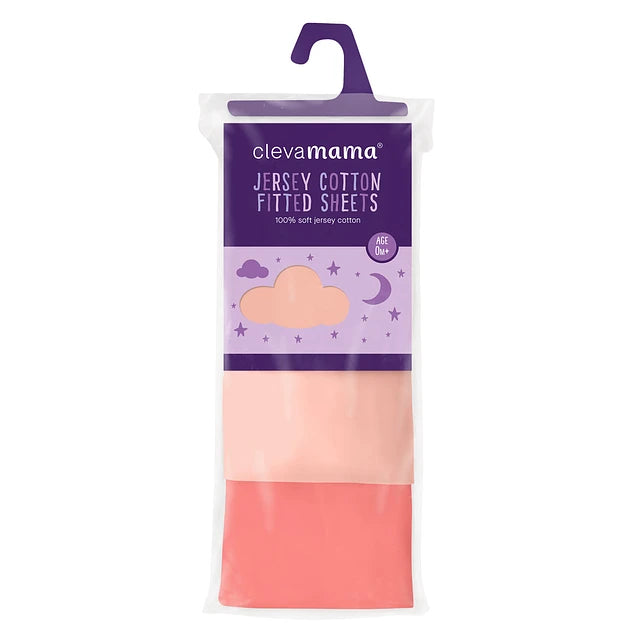 Pack of 2 Crib Fitted Sheets - Jersey Cotton - Coral