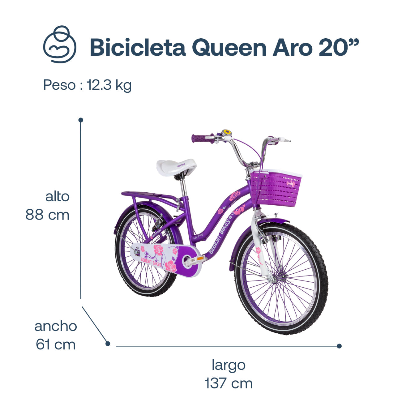 Bicicleta Infantil Queen - Morada | Bebesit