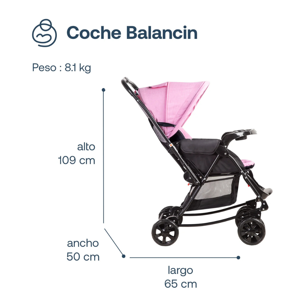Coche Cuna Balancín SX - Rosado | Bebesit