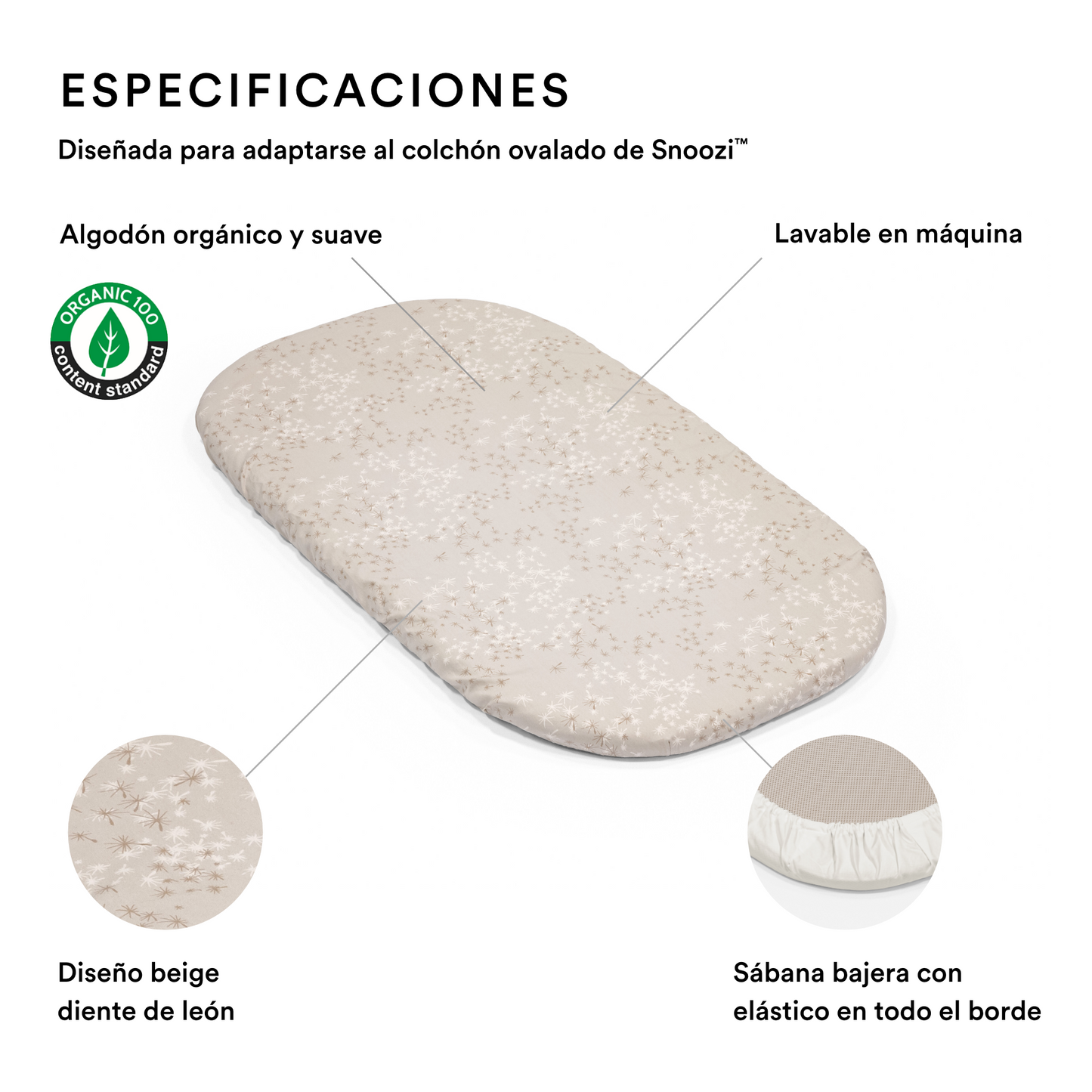 Pack de 2 Sábanas Bajeras para Moisés Snoozi™ - Beige y Vainilla | Stokke