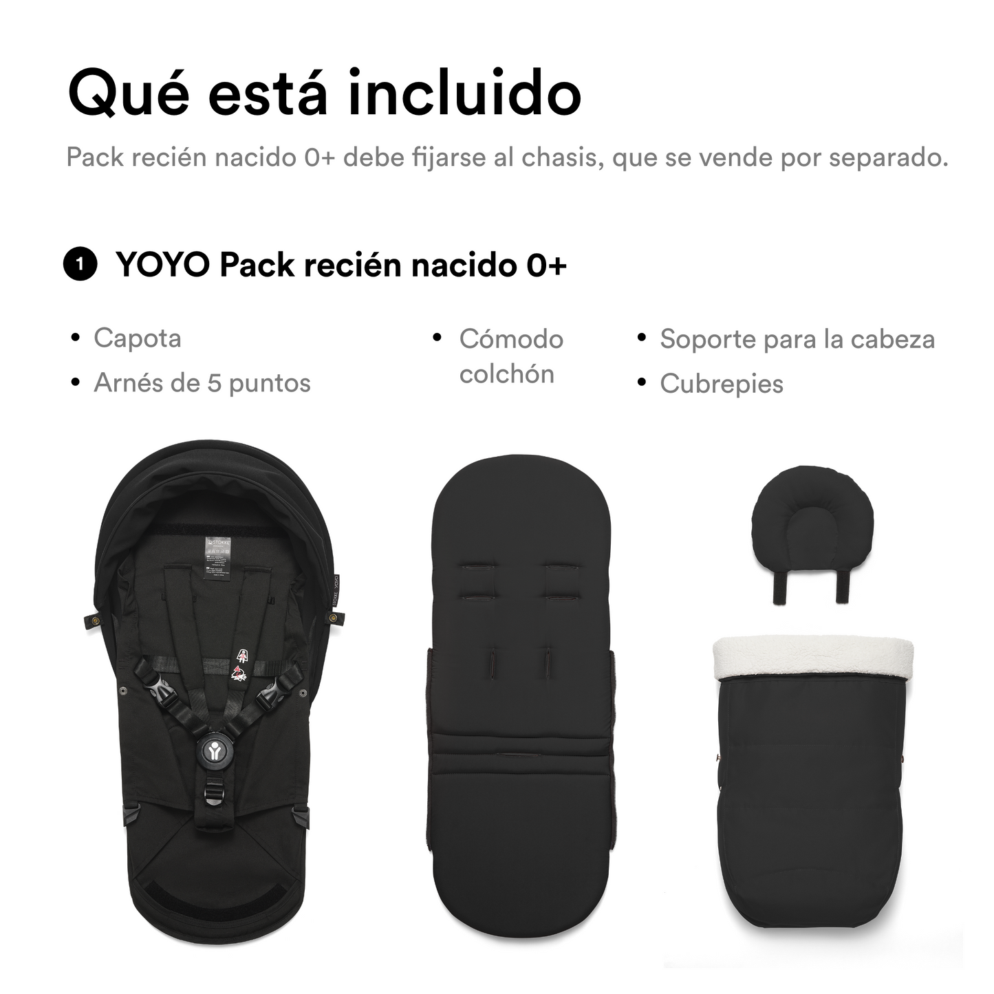 Pack Recién Nacido 0+ para Coche Ultracompacto Stokke® YOYO³ - Negro | YOYO by Stokke