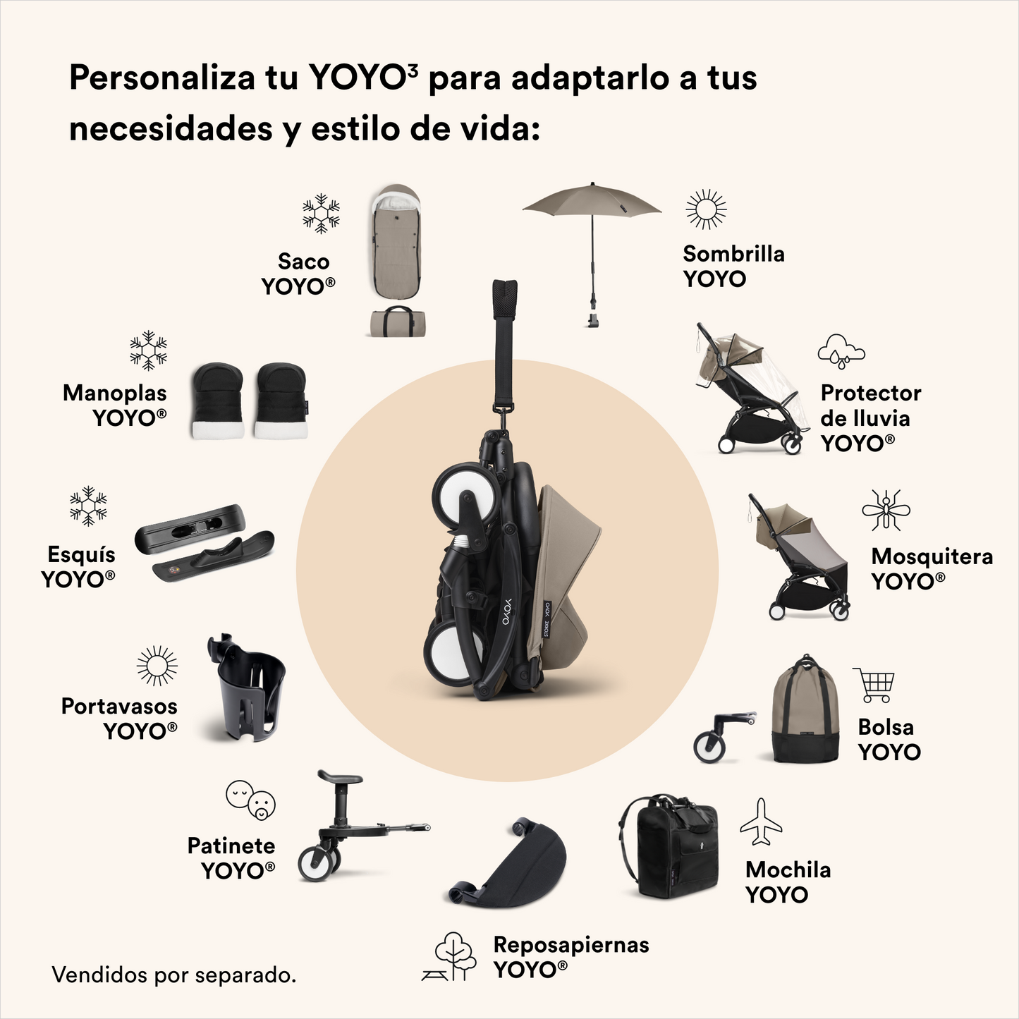 Asiento 6+ para Coche Ultracompacto Stokke® YOYO³ - Taupe | YOYO by Stokke