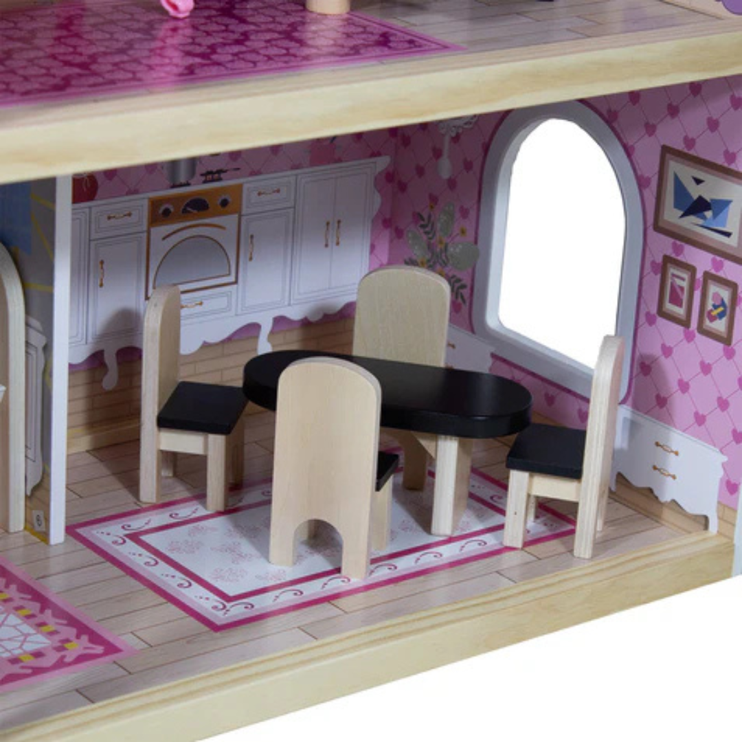 Casa de Muñecas + Muebles Madera Montessori - Encantada | Bebesit