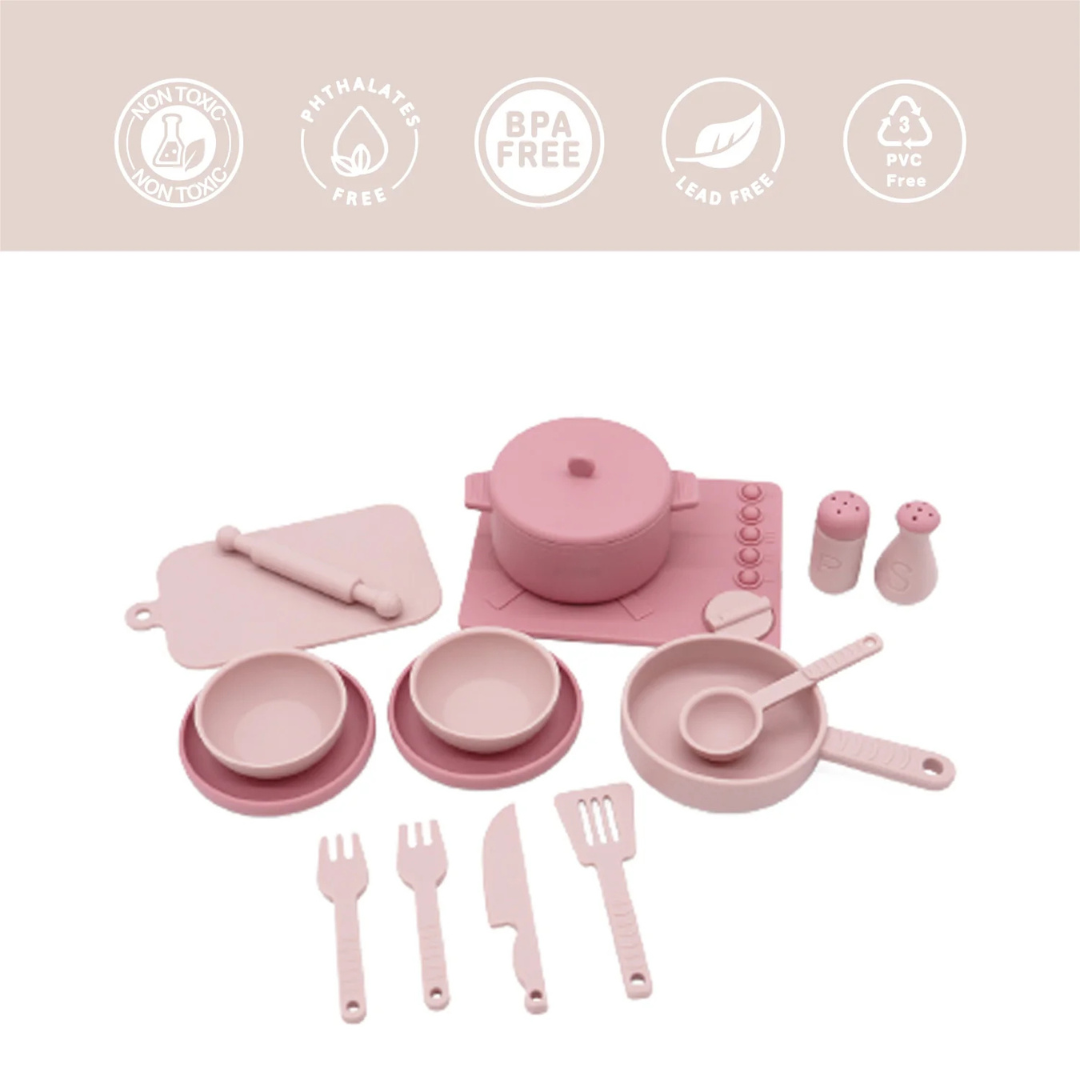 Cocina de Juguete Montessori Silicona - Rosada | Bebesit