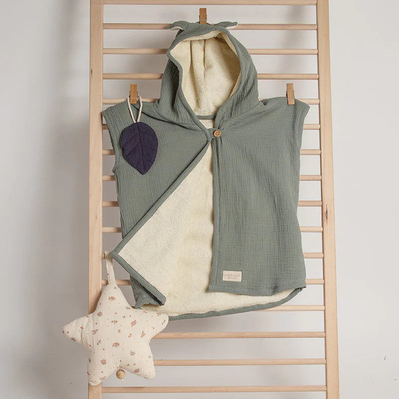 Organic Cotton Muslin Bath Cape - Green