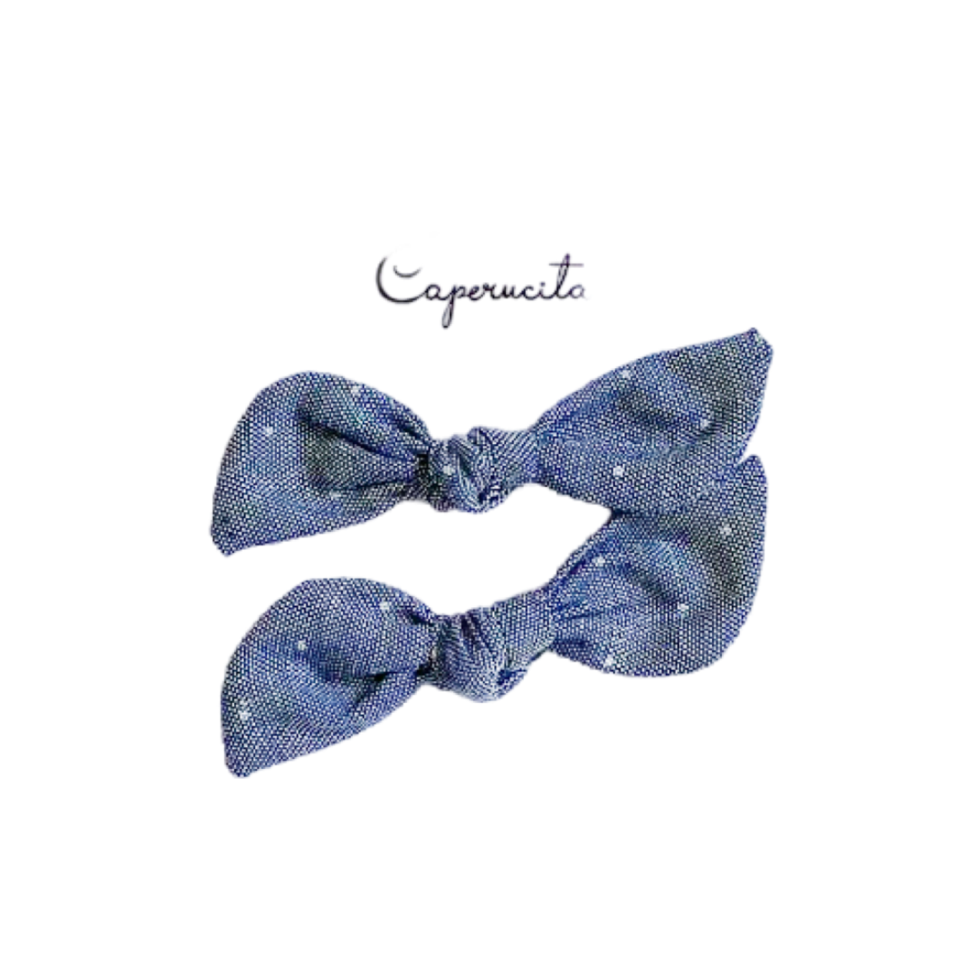 Set 2 Colet Orejitas de Oso - Tamaño S - Denim Lunares | Caperucita