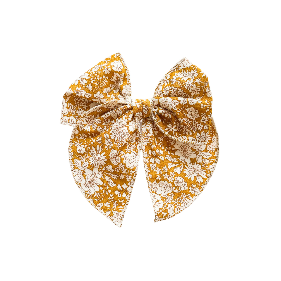 Cinta Magnolia - Mostaza Flores Blancas | Caperucita