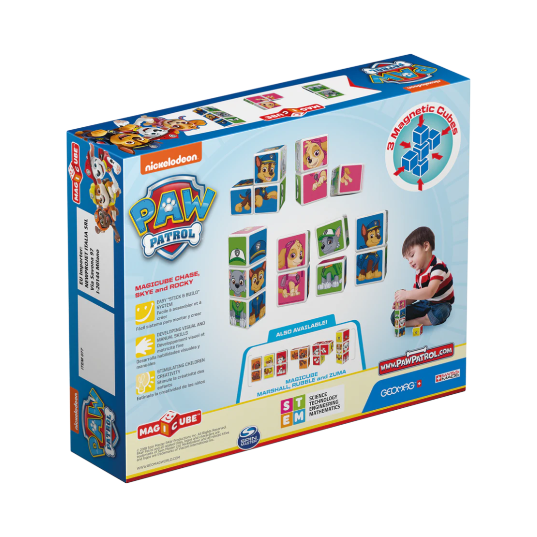 Cubos Magnéticos MAGICUBE Paw Patrol - Chase, Skye y Rocky (3 cubos) | Geomag