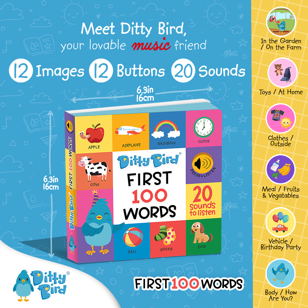 Libro Interactivo Musical - First 100 Words | Ditty Bird