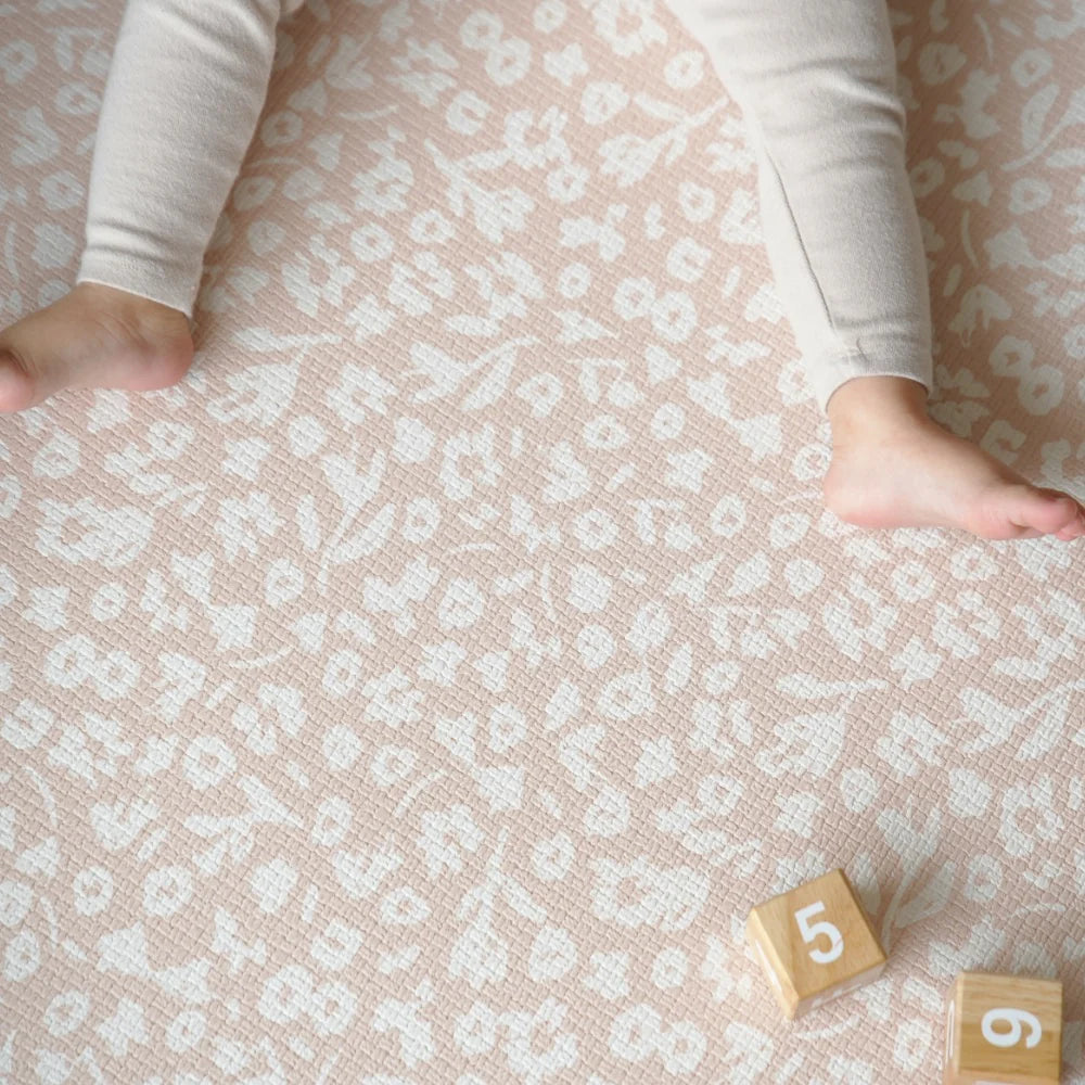 Alfombra de Juego Reversible y Antigolpes - Redondo - Flores | Oruga Kids