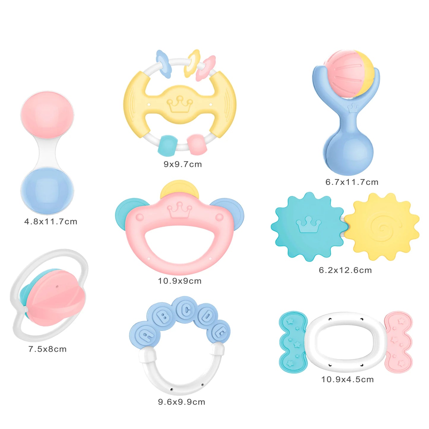 Set Mordedores y Sonajeros para Bebés Pastel - 8 Piezas | Huanger
