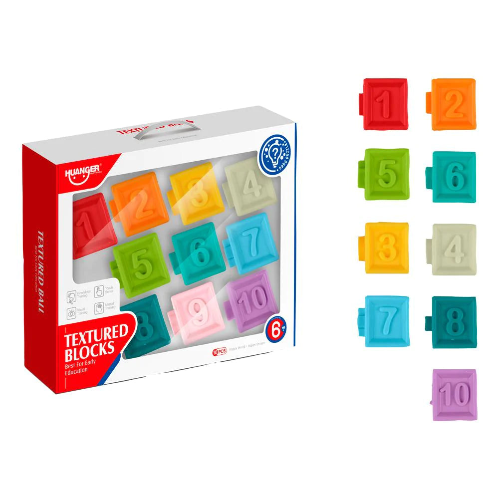 Bloques con Texturas Cuadrados - 10 piezas | Huanger