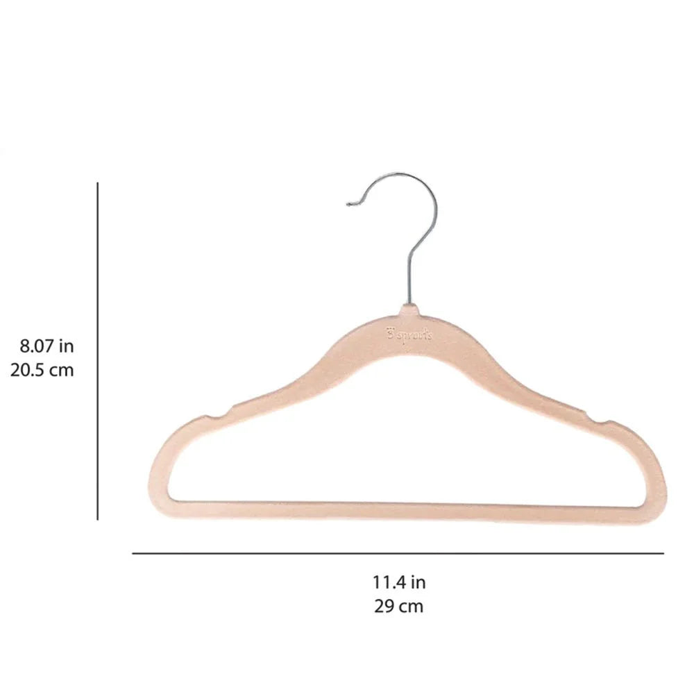 Set de 30 Colgadores de Terciopelo Antideslizantes para Ropa de Bebés y Niños - Avellana | 3 Sprouts