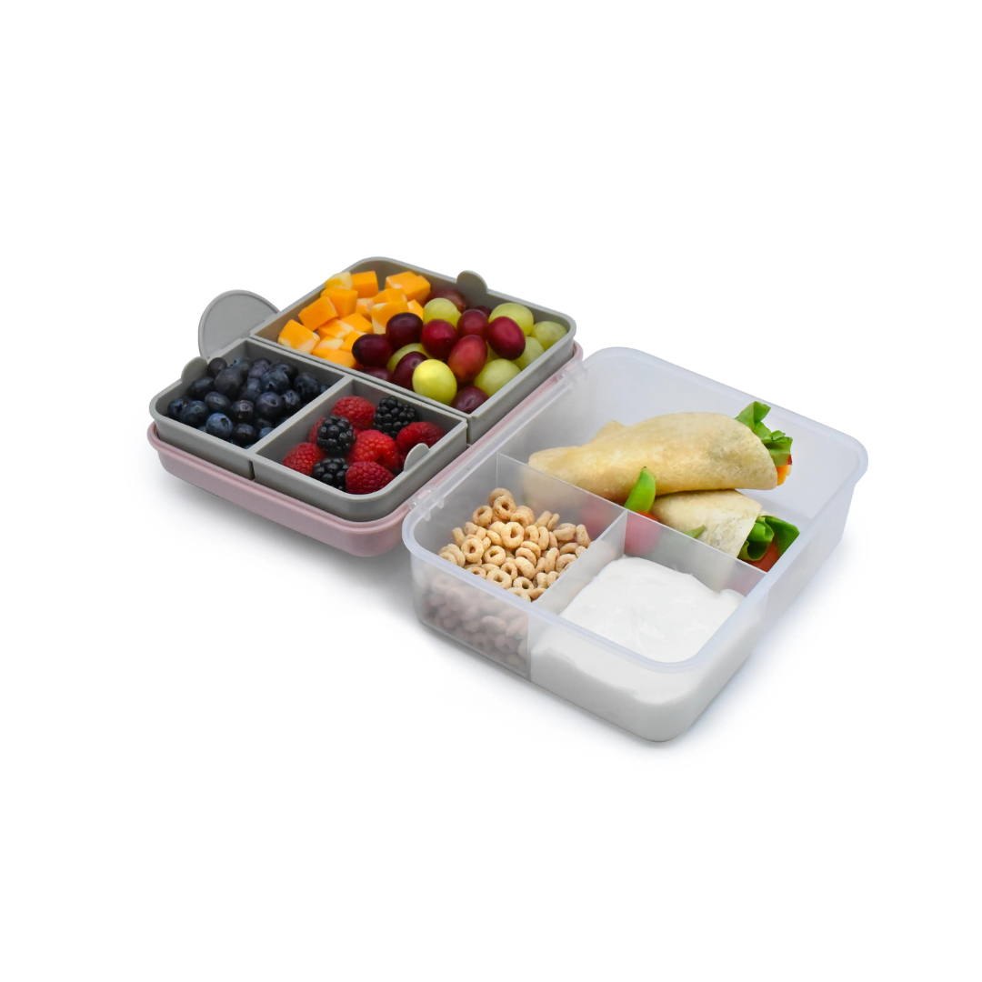 Lonchera Bento Box con Cubiertos - Rosado, Gris y Lila | Melii