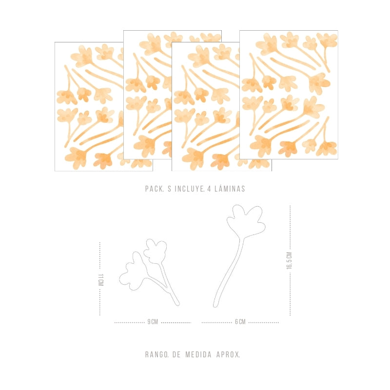 Decorative Wall Stickers - Yellow Four-leaf Clover Bouquet