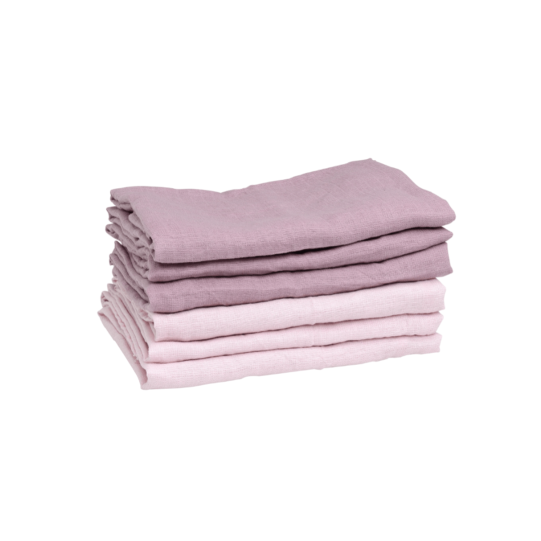 Tutos de Muselina Orgánica - 6 Unidades - Rosa y Púrpura | Mininor