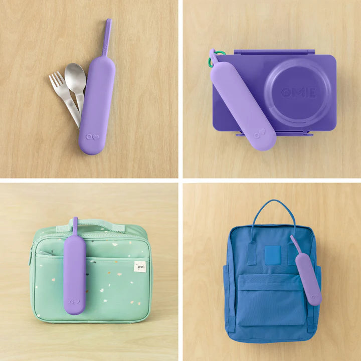 OmieBox UP Pod & Utensil - Set Porta Utensilios con Cubiertos para OmieBox UP® - Violet | Omie