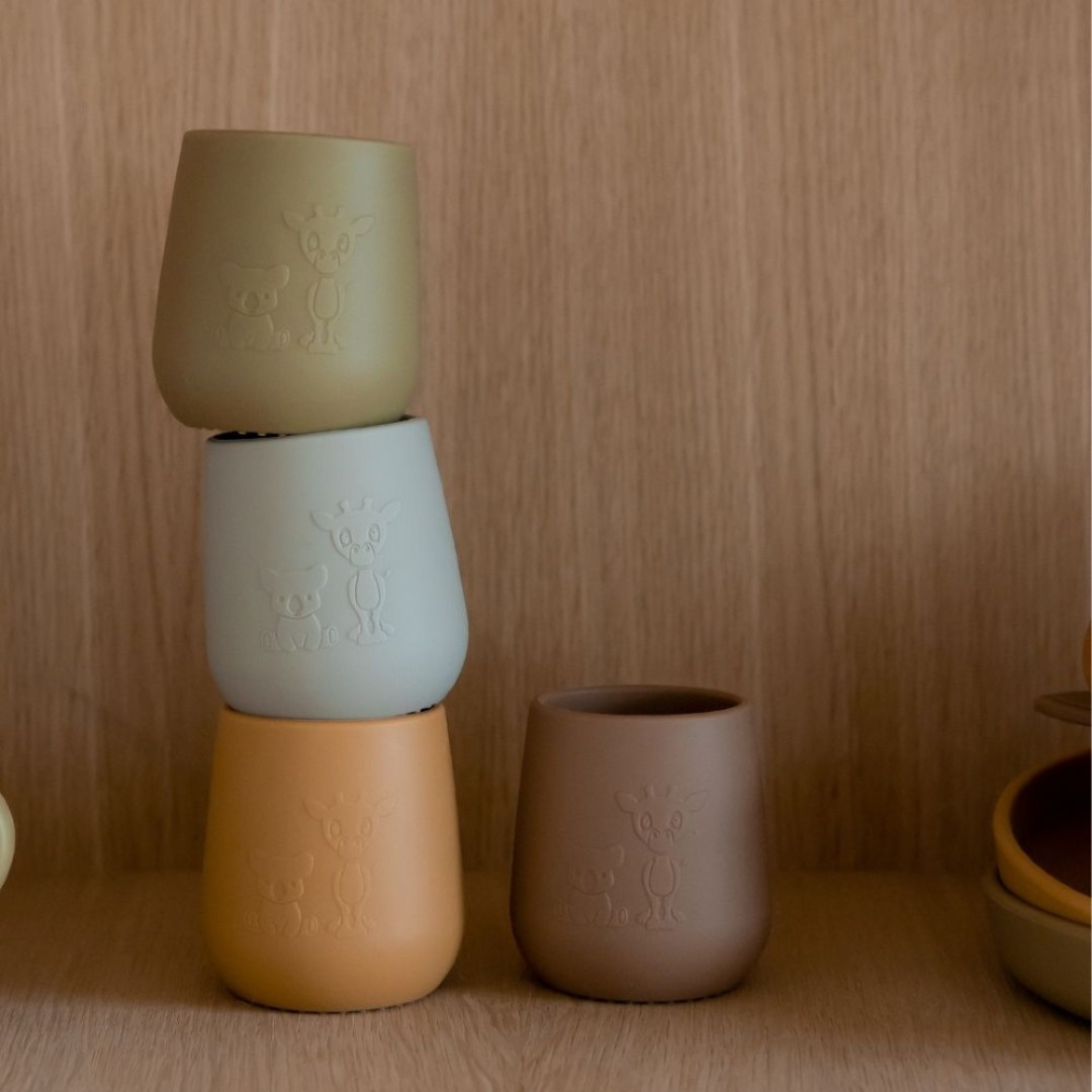 Pack 2 Vasos de Silicona Abel - Verde Oliva / Amarillo Empolvado | Nuuroo