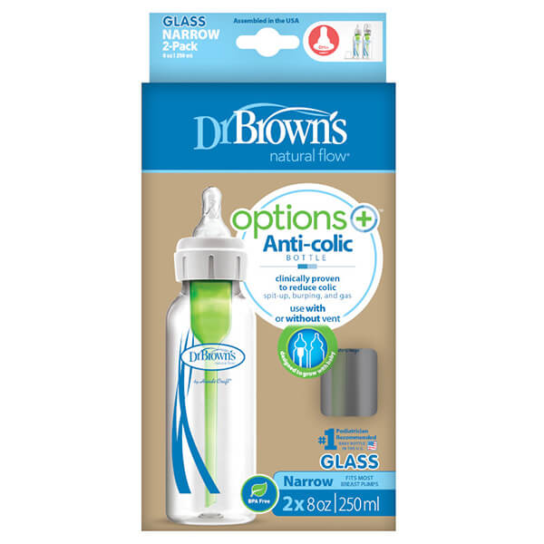 Pack de 2 Mamaderas de Vidrio Anticólicos - 250ml | Dr. Brown's