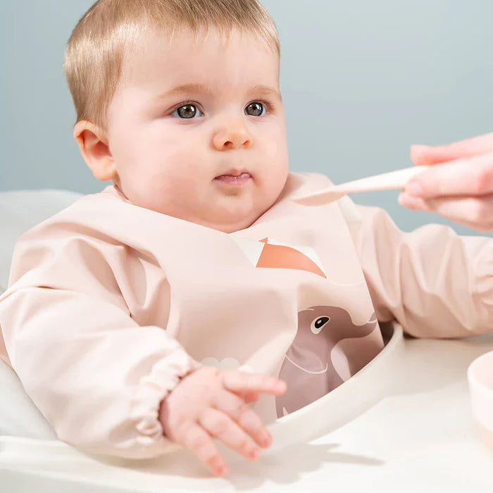 Babero Grande con Mangas y Bolsillo - Elefante - Rosa | Done by deer