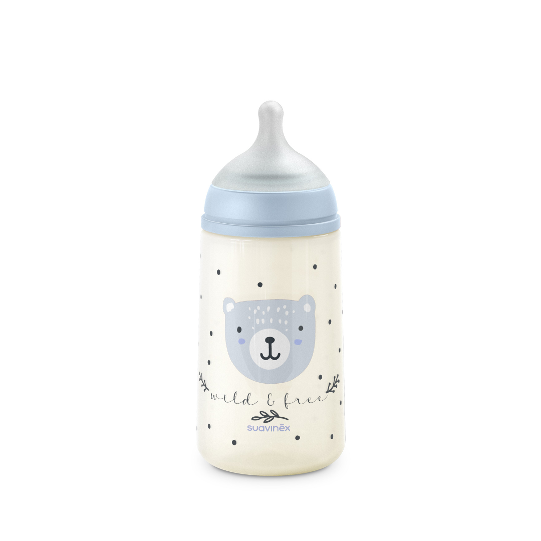Mamadera de Silicona Flujo Medio con Tetina Fisiológica Wild - Azul - 270ml | Suavinex