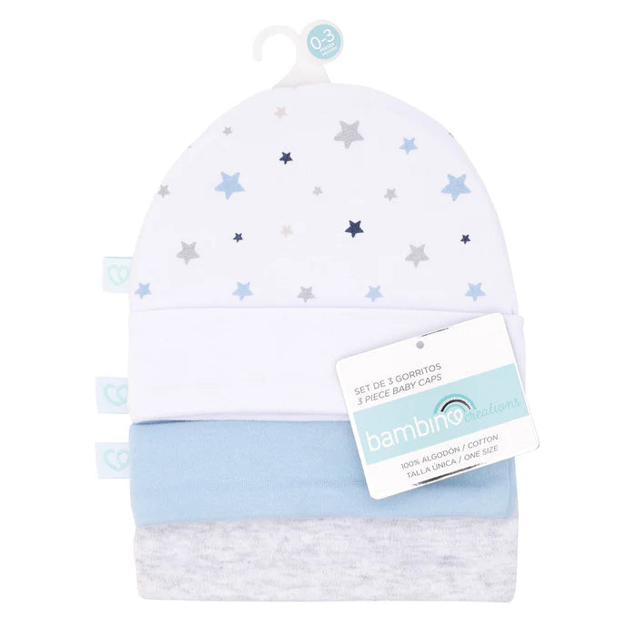 Set 3 Gorros 100% Algodón - Estrellitas | Bambino