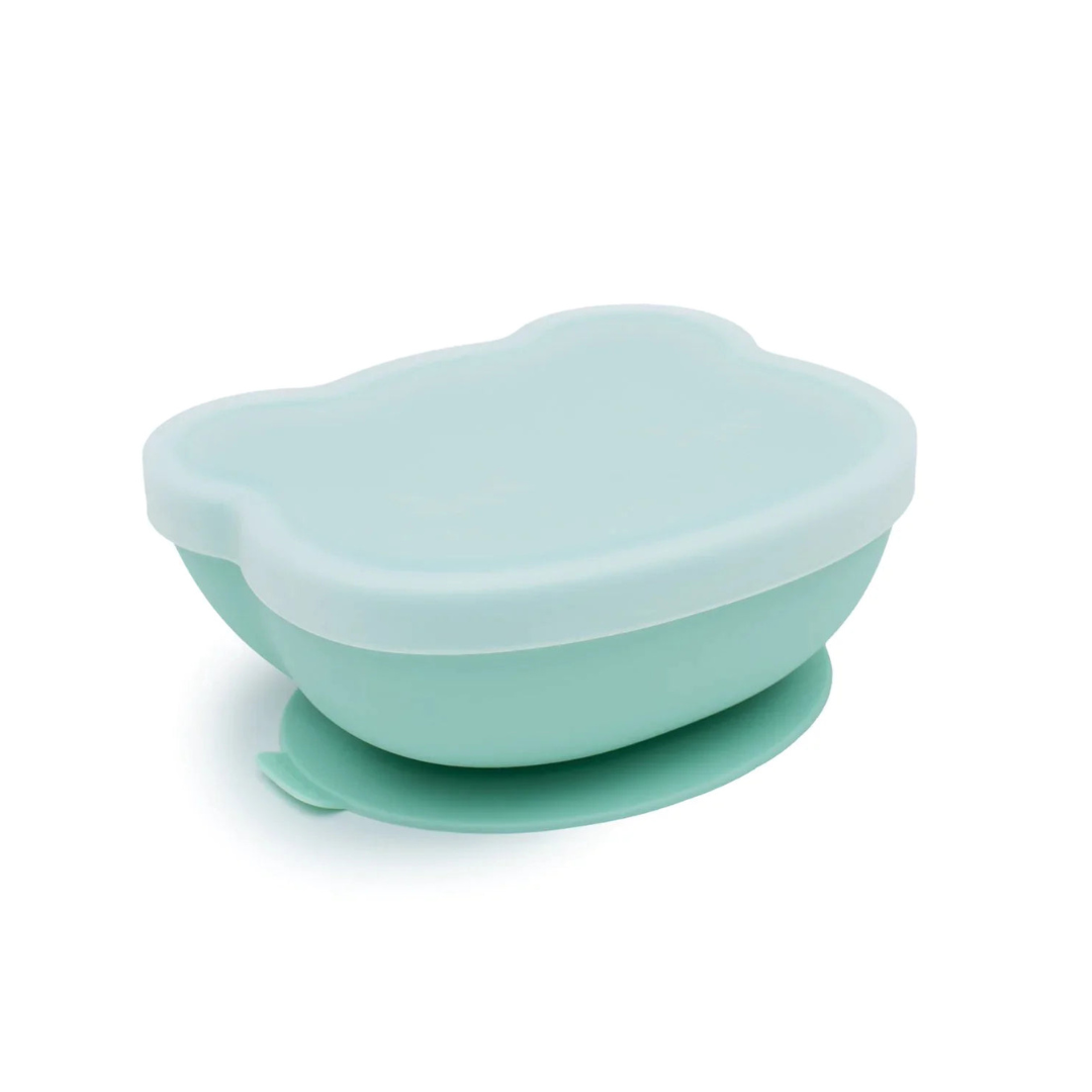 Dark Blue Bear Bowl with Suction Cup and Lid