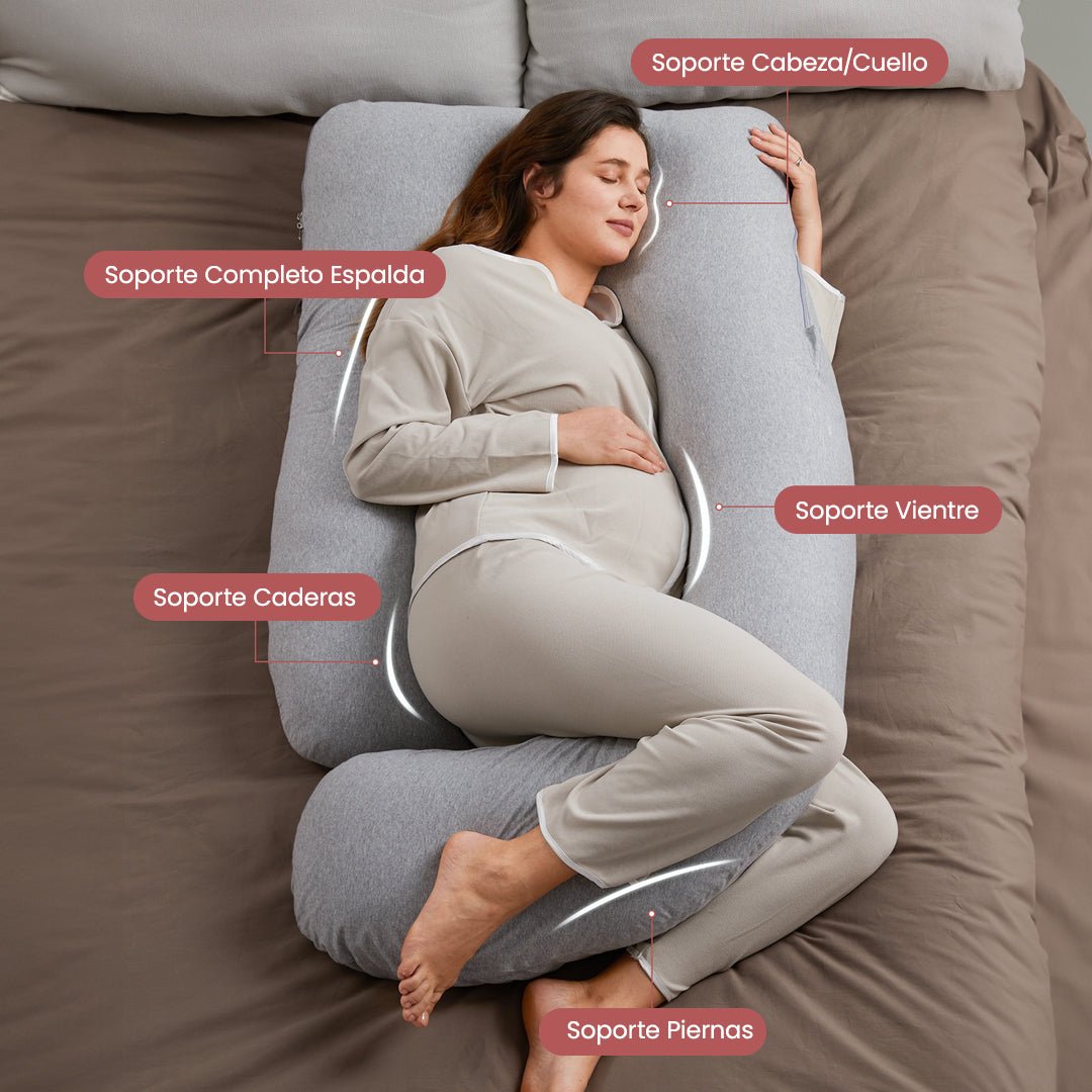 Almohada de embarazo forma de U con tela refrescante <b>PRE - VENTA</b> - MOMCOZY - Mini Nuts - Expertos en sillas de auto y coches de paseo para bebés