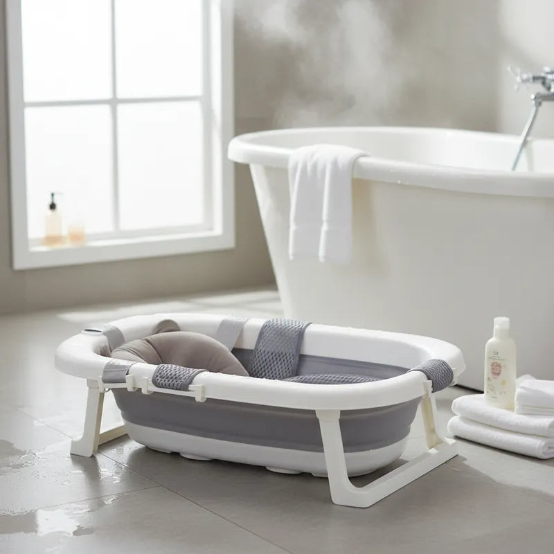 Bañera Plegable con Cojín y Reductor - Gris | Bebesit