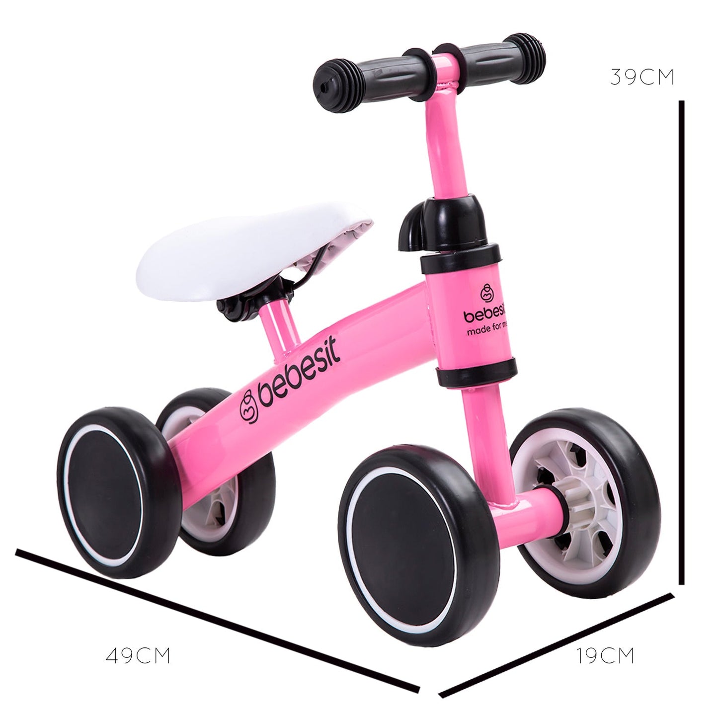 Bicicleta Aprendizaje 4 Ruedas XT02 - Rosa | Bebesit