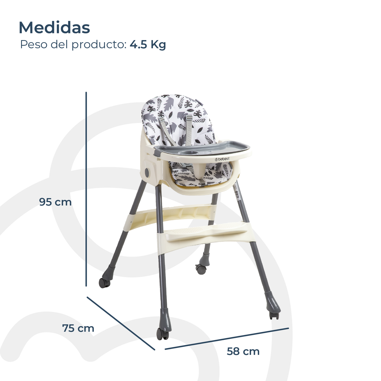 Silla de Comer Steps - Gris | Bebesit