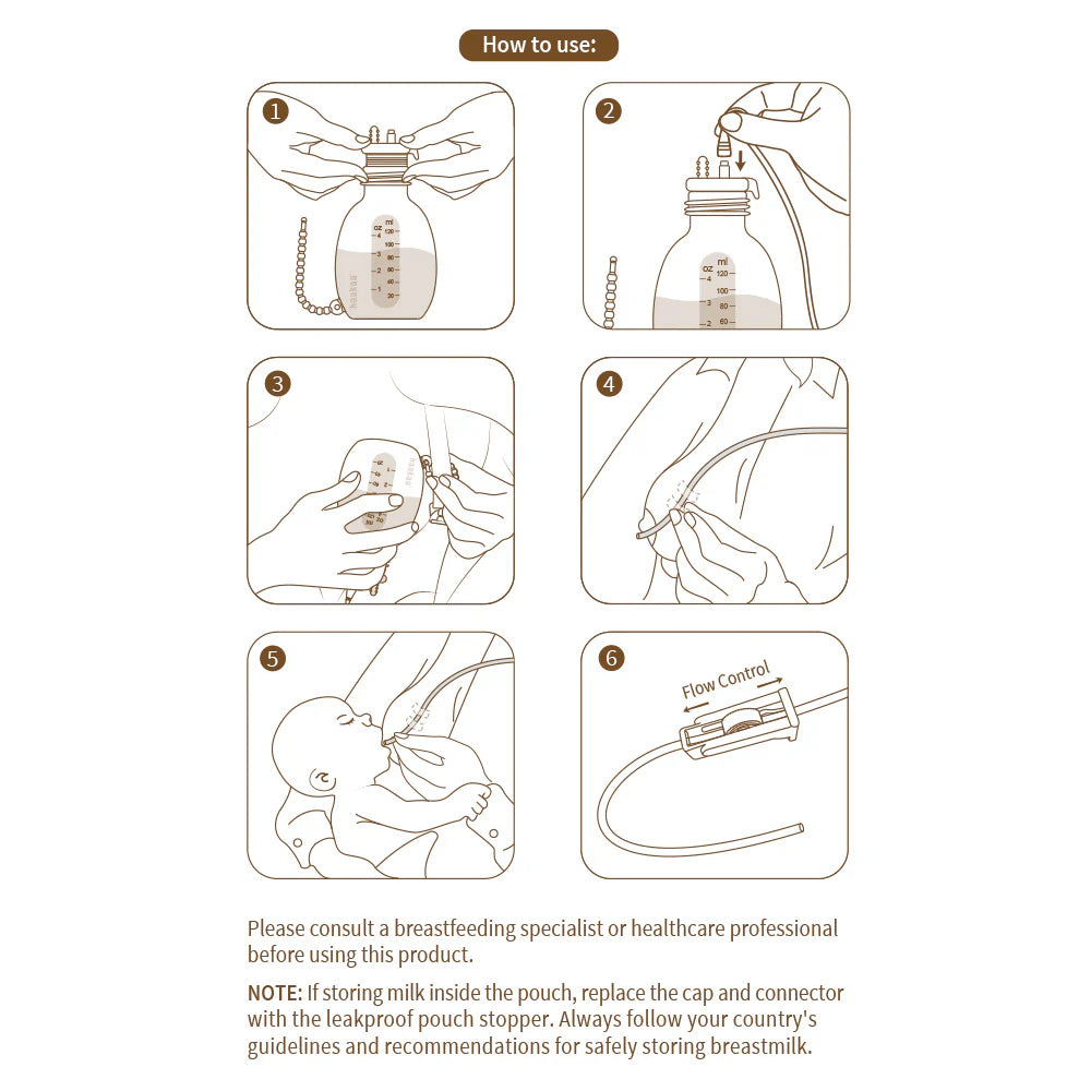 Sonda y Bolsa para Alimentación Suplementaria | haakaa