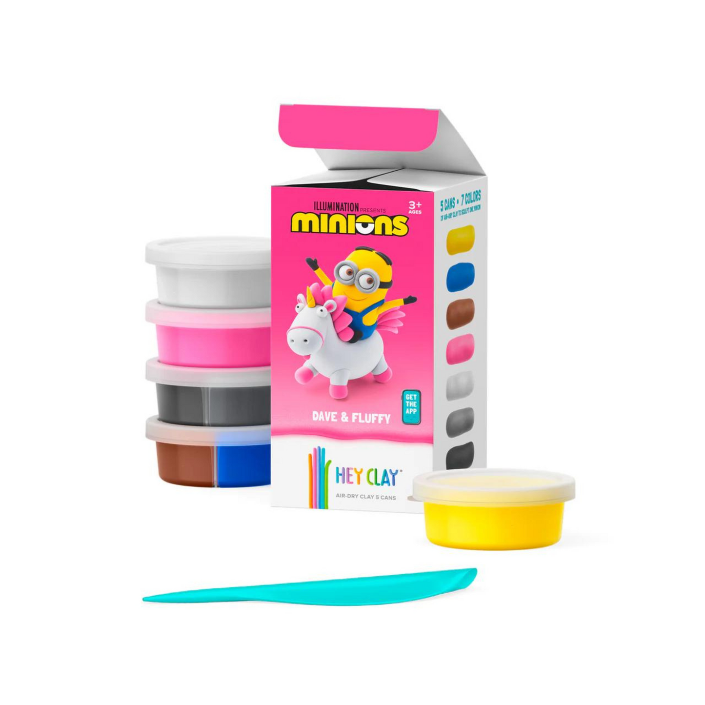 Set de 5 Potes de Arcilla para Modelar: Minions - Dave & Fluffy | Hey Clay