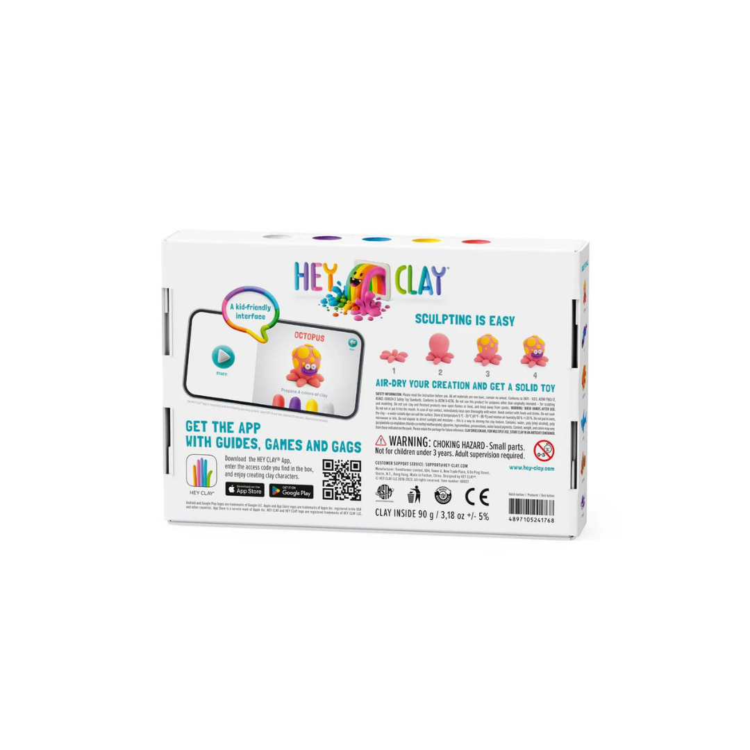 Set de 6 Potes de Arcilla para Modelar: Oceano - Tiburón, Mantaraya, Pulpo | Hey Clay