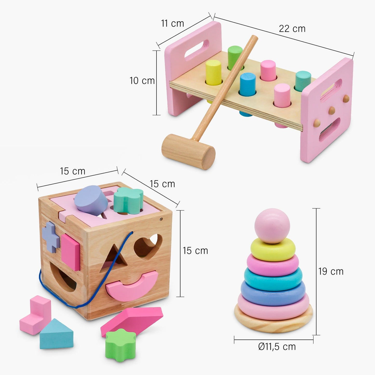 Set Infantil de Madera Josefa - Rosado | Form Design